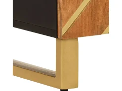 Mueble auxiliar madera maciza mango marrón/negro 60x33,5x75 cm