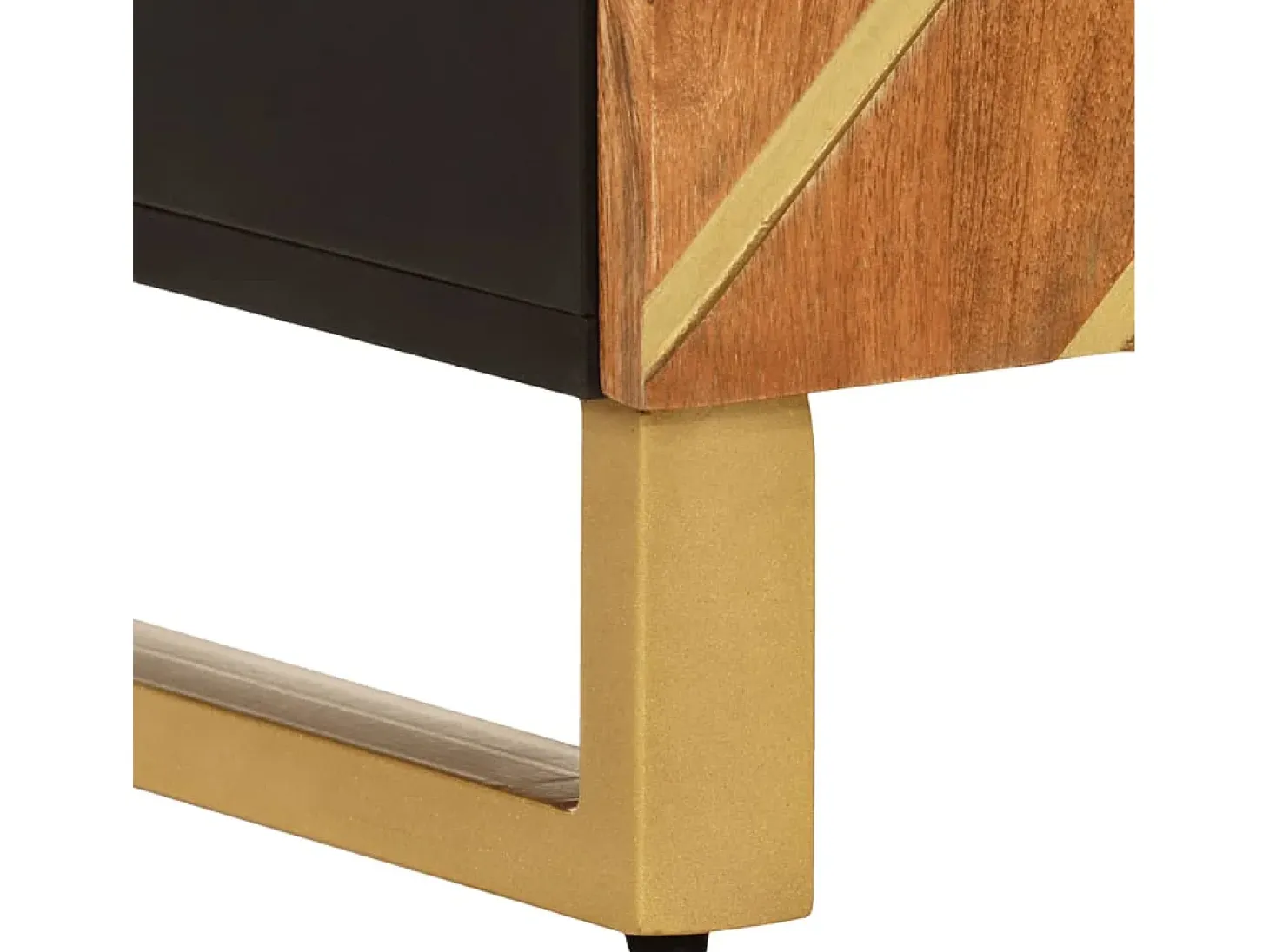 Mueble auxiliar madera maciza mango marrón/negro 60x33,5x75 cm