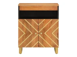 Mueble auxiliar madera maciza mango marrón/negro 60x33,5x75 cm