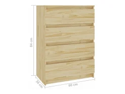 Mueble auxiliar madera maciza de pino 60x36x84 cm