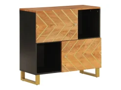 Mueble auxiliar madera maciza mango marrón/negro 80x33,5x75 cm