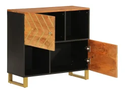 Mueble auxiliar madera maciza mango marrón/negro 80x33,5x75 cm