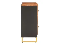 Mueble auxiliar madera maciza mango marrón/negro 80x33,5x75 cm