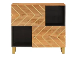 Mueble auxiliar madera maciza mango marrón/negro 80x33,5x75 cm