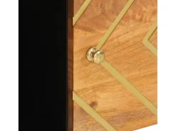 Mueble auxiliar madera maciza mango marrón/negro 80x33,5x75 cm