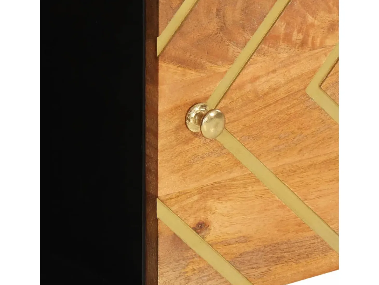 Mueble auxiliar madera maciza mango marrón/negro 80x33,5x75 cm