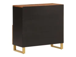 Mueble auxiliar madera maciza mango marrón/negro 80x33,5x75 cm