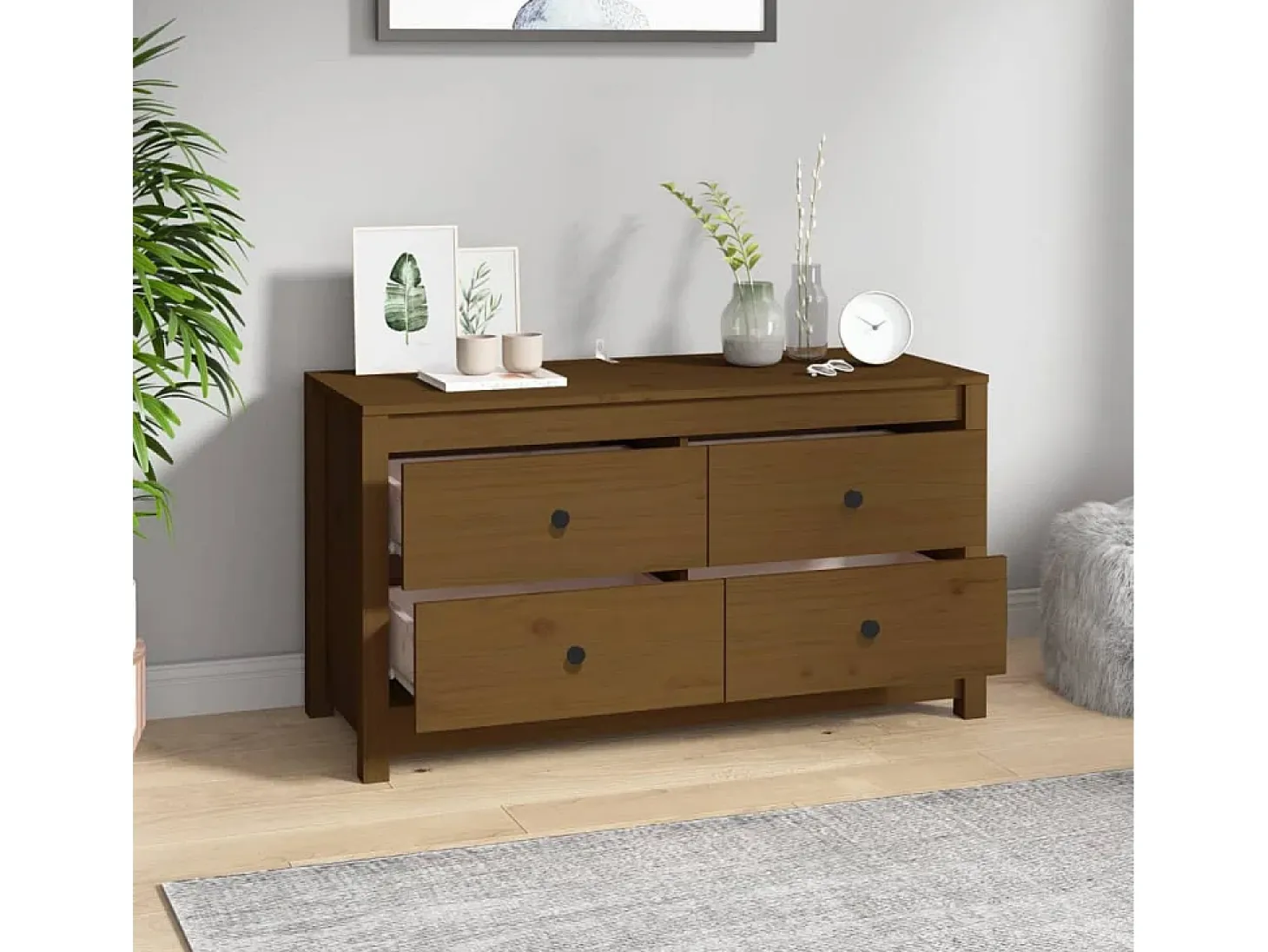 Mueble auxiliar marrón miel 100x40x54 cm madera maciza de pino