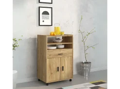 Mueble auxiliar New Aura con ruedas natural 92x59x39,6 cm