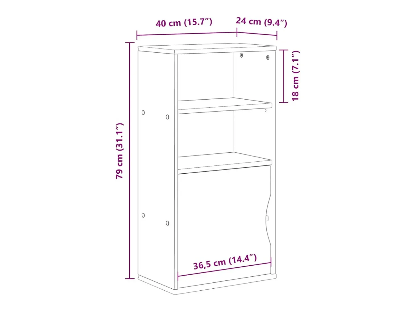 Mueble auxiliar ODDA blanco 40x24x79 cm madera maciza de pino