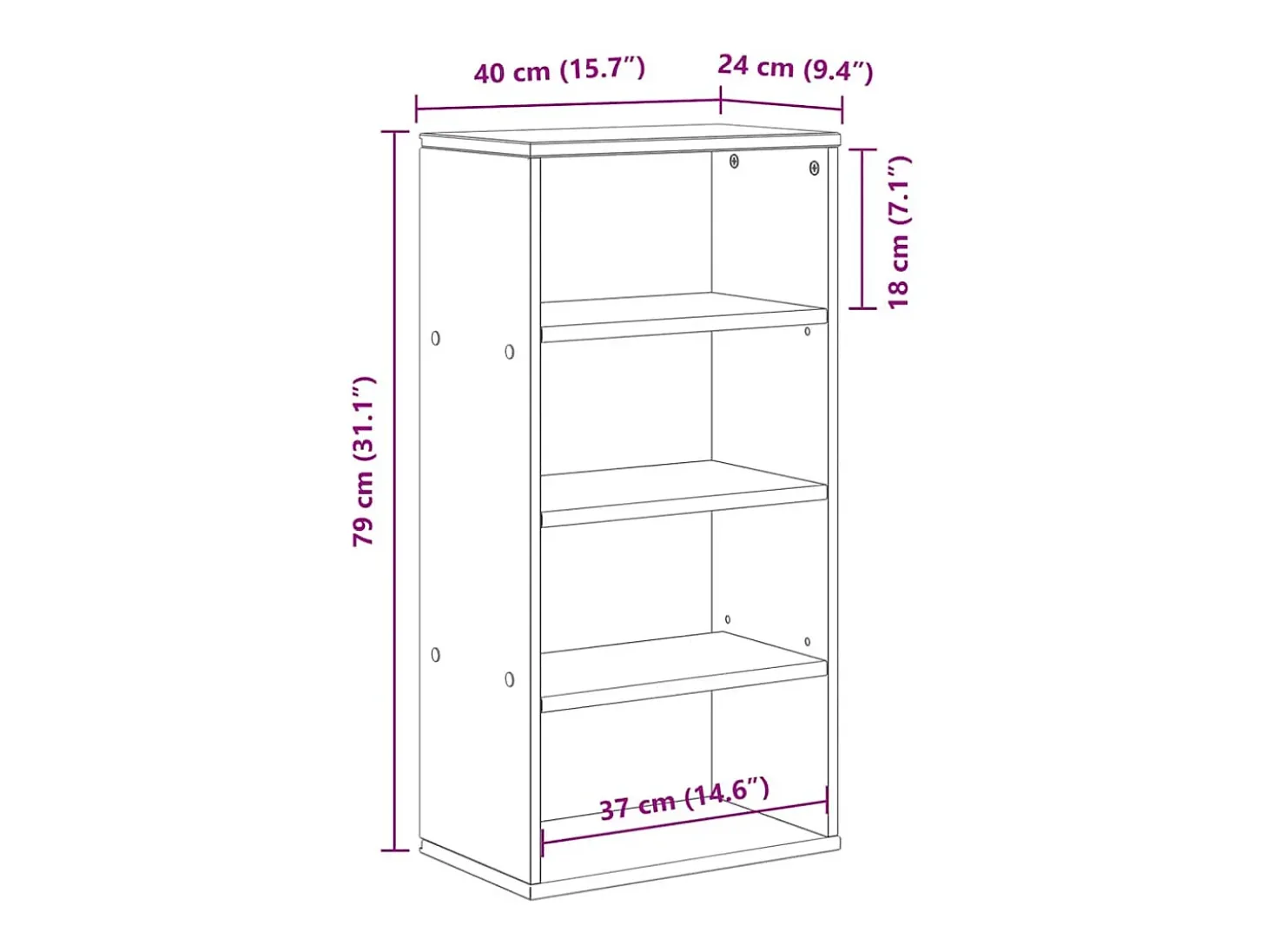 Mueble auxiliar ODDA blanco 40x24x79 cm madera maciza de pino