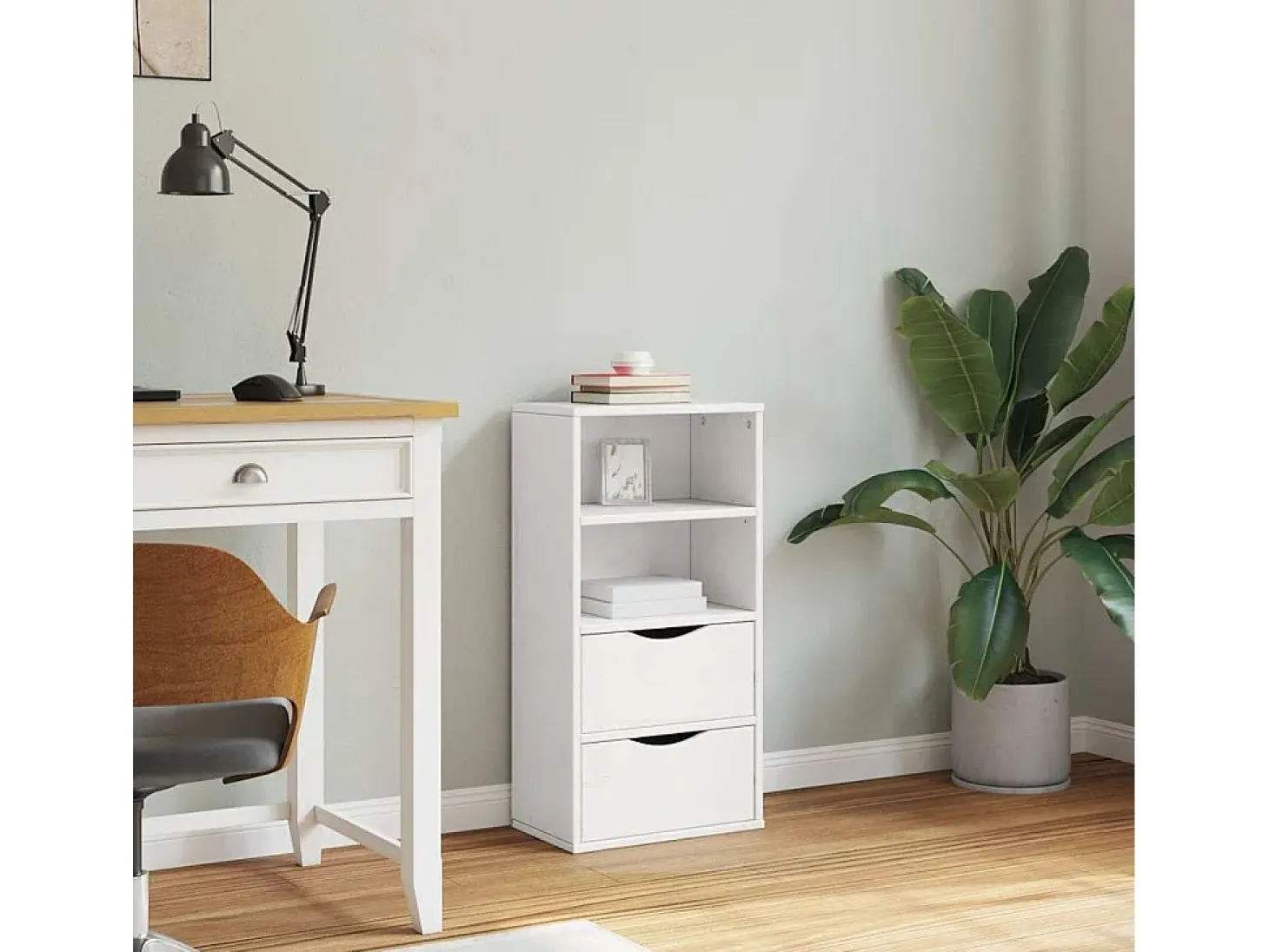Mueble auxiliar ODDA blanco con cajones 40x24x79 cm madera maciza de pino