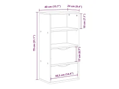 Mueble auxiliar ODDA blanco con cajones 40x24x79 cm madera maciza de pino