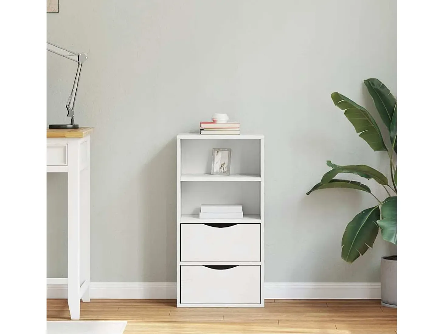 Mueble auxiliar ODDA blanco con cajones 40x24x79 cm madera maciza de pino