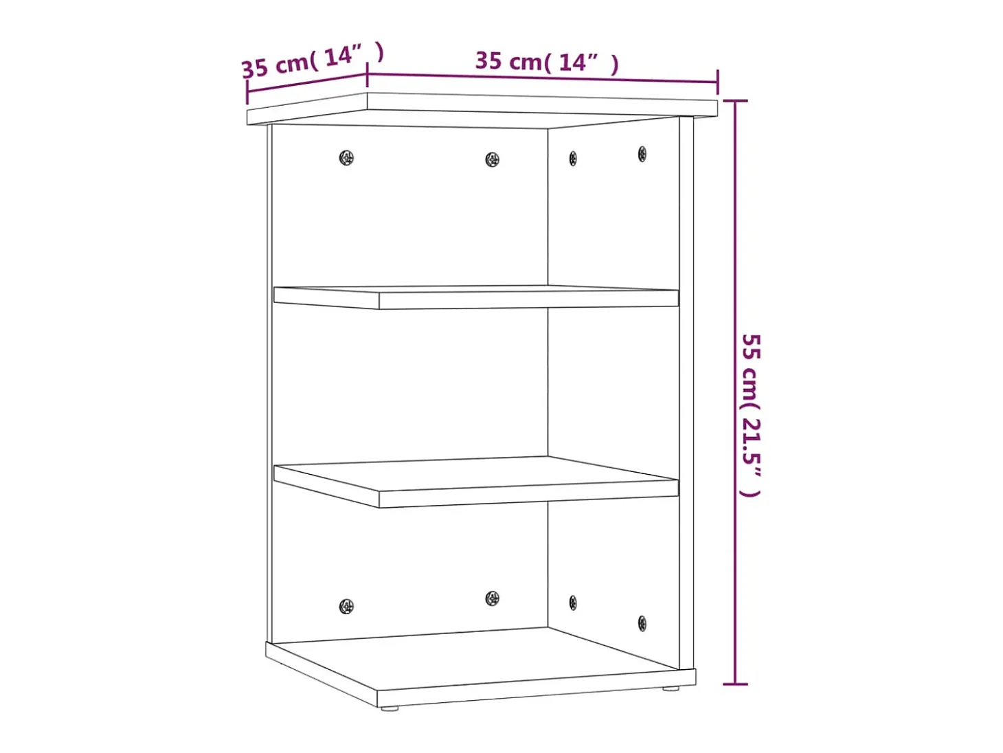 Mueble auxiliar Roble ahumado 35x35x55 cm Madera de ingeniería