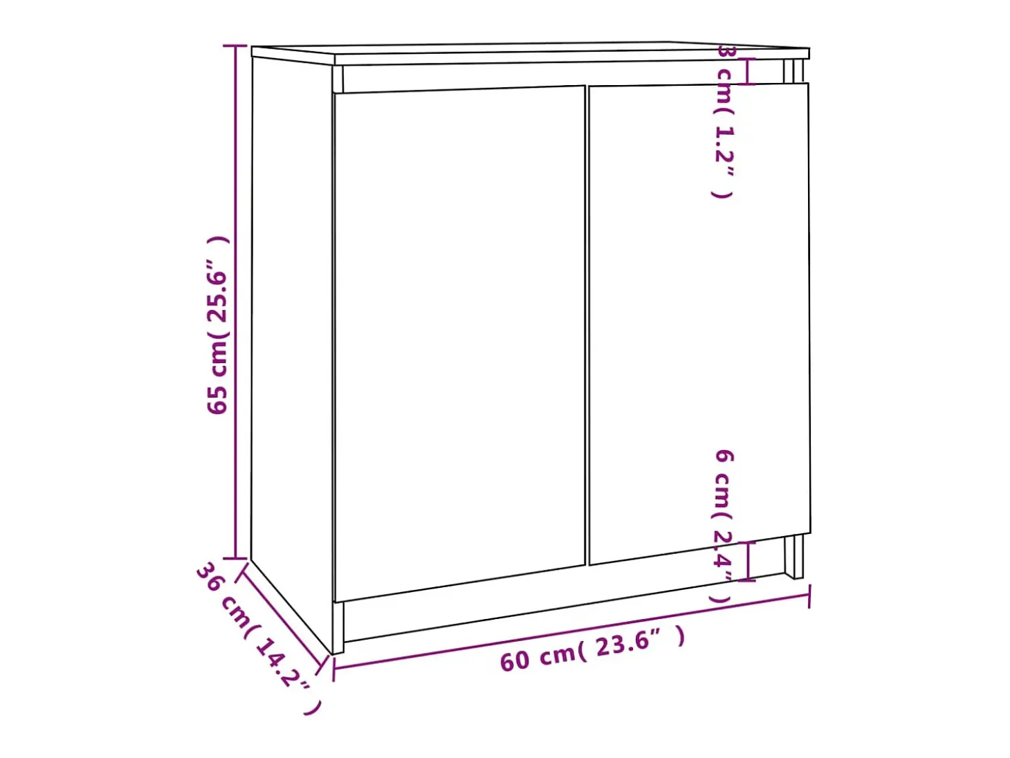 Mueble auxiliar 60x36x65 cm madera maciza de pino