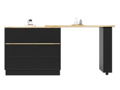 Mueble bar de 2 puertas - Mueble bar extensible con 2 puertas corredizas de vidrio y estantes abiertos - negro