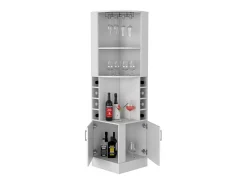 Mueble bar esquinero Syrah, con soporte para copas , 180.59 cm X 46.73 cm X 46.73 cm , Blanco