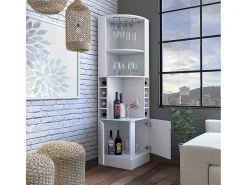 Mueble bar esquinero Syrah, con soporte para copas , 180.59 cm X 46.73 cm X 46.73 cm , Blanco