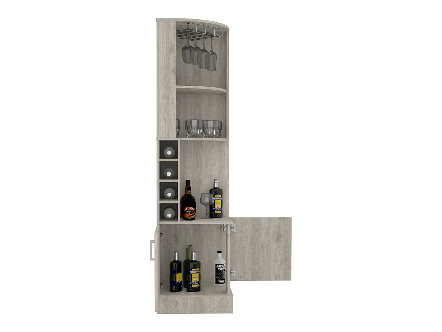 Mueble bar esquinero Syrah, con soporte para copas , 180.59 cm X 46.73 cm X 46.73 cm , Blanco