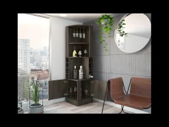 Mueble bar esquinero Syrah, con soporte para copas 180.6CM A X 46.9CM An X 46.9CM P Coñac
