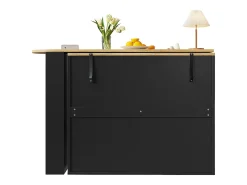 Mueble bar extensible - 138-204 x 39 x 104 cm - Mesa de comedor giratoria 360° - con 1 puerta + 3 cajones - MDF - negro