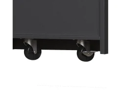 Mueble bar extensible con 2 cajones y 2 puertas - Tapa extensible con ruedas - Negro y madera