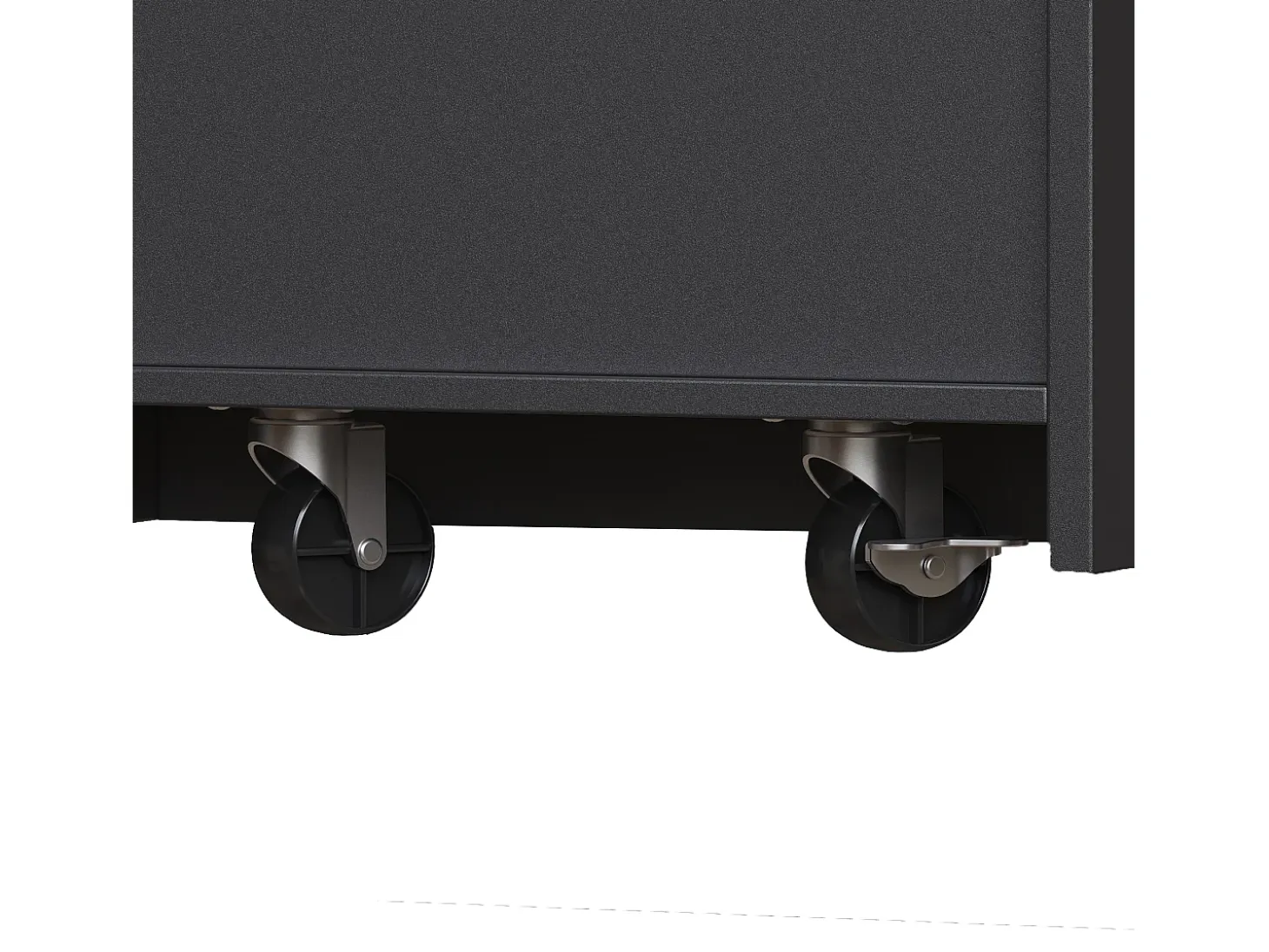 Mueble bar extensible con 2 cajones y 2 puertas - Tapa extensible con ruedas - Negro y madera
