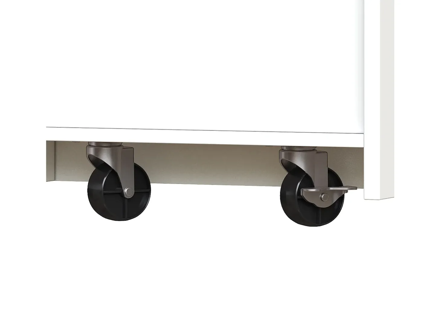 Mueble bar extensible con 2 cajones y 2 puertas - Tapa extensible con ruedas - Blanco y madera