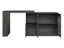 Mueble bar giratorio - 200 x 40 x 103 cm - con 3 puertas y 4 compartimentos abiertos - puerta de cristal - negro