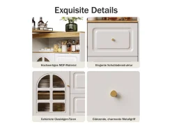 Mueble bar giratorio - 204 x 39 x 104 cm - con 2 cajones + 1 puerta + 3 estantes snack - MDF - blanco