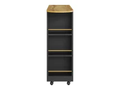 Mueble bar giratorio - Mesa de bar extensible con iluminación LED y puerta corrediza de vidrio - 4 compartimentos abiertos - negro