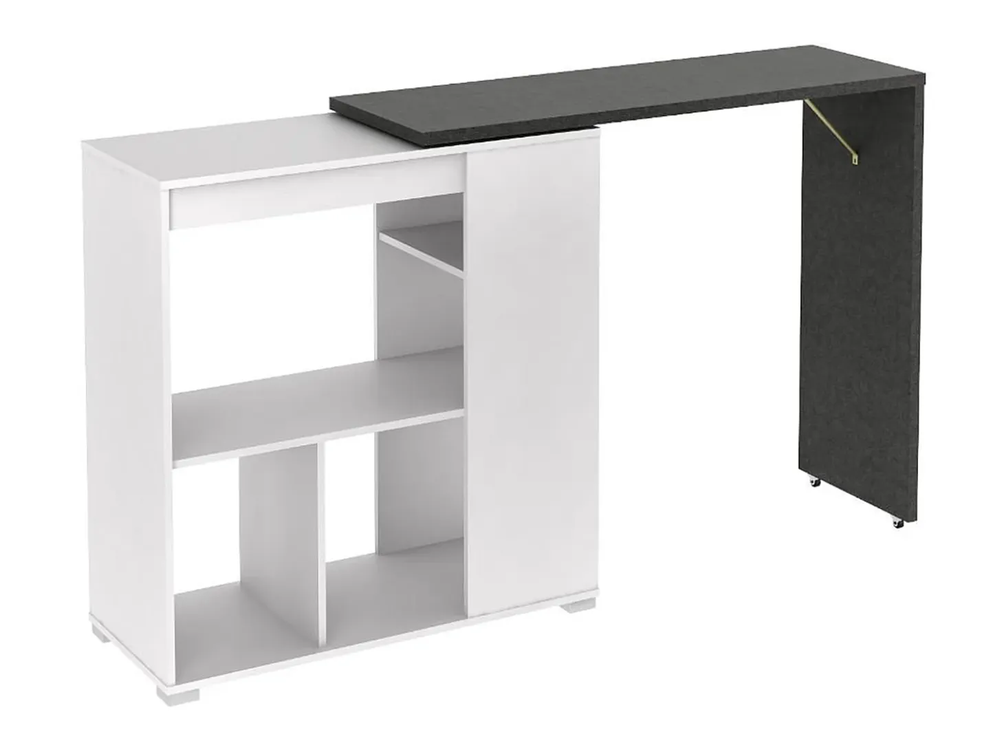 Mueble bar giratorio con almacenaje - Blanco y antracita - SATURN