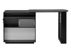 Mueble bar giratorio con enchufes, iluminación LED y tablero perforado - Negro