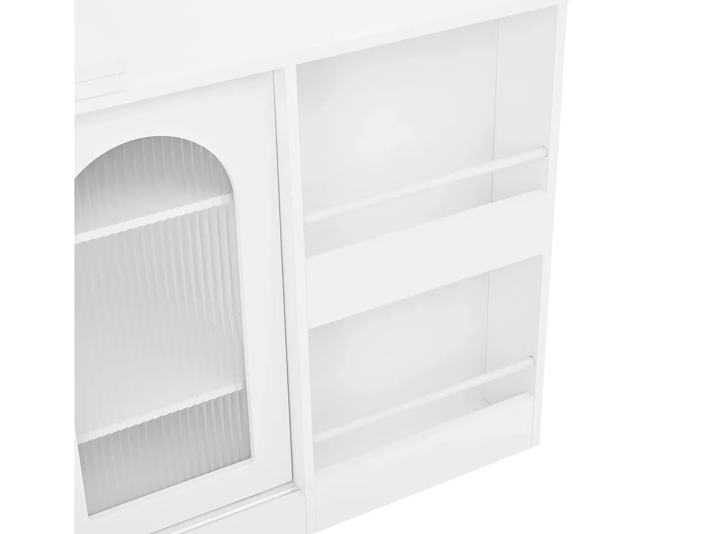 Mueble bar giratorio con 2 puertas de cristal - Tapa reversible - Blanco