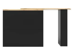 Mueble bar giratorio con 2 cajones, 1 puerta y 2 nichos, cuerpo negro con tapa chapada en madera - 138x39x104cm
