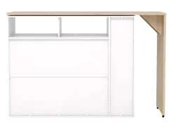 Mueble bar giratorio con almacenaje - Blanco y Natural - VINALO