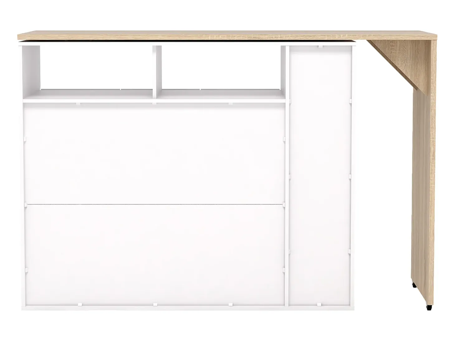 Mueble bar giratorio con almacenaje - Blanco y Natural - VINALO