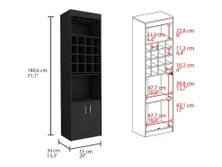 Mueble Bar Kava Beijing, con mesa extensible 180.6CM A X 51CM An X 34CM P Wengue