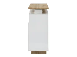 Mueble bar pivotante - 2 puertas 1 cajón 1 estante - MDF - Blanco lacado y roble - ELDIR