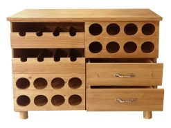 Mueble botellero, armario para vino de madera, L.90 x P. 32 x A. 69 cm, Natural - RIOJA