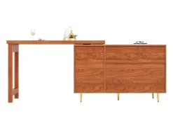 Mueble Buffet, Barra Giratoria Extensible - MDF - Con Almacenamiento Varios - Marrón