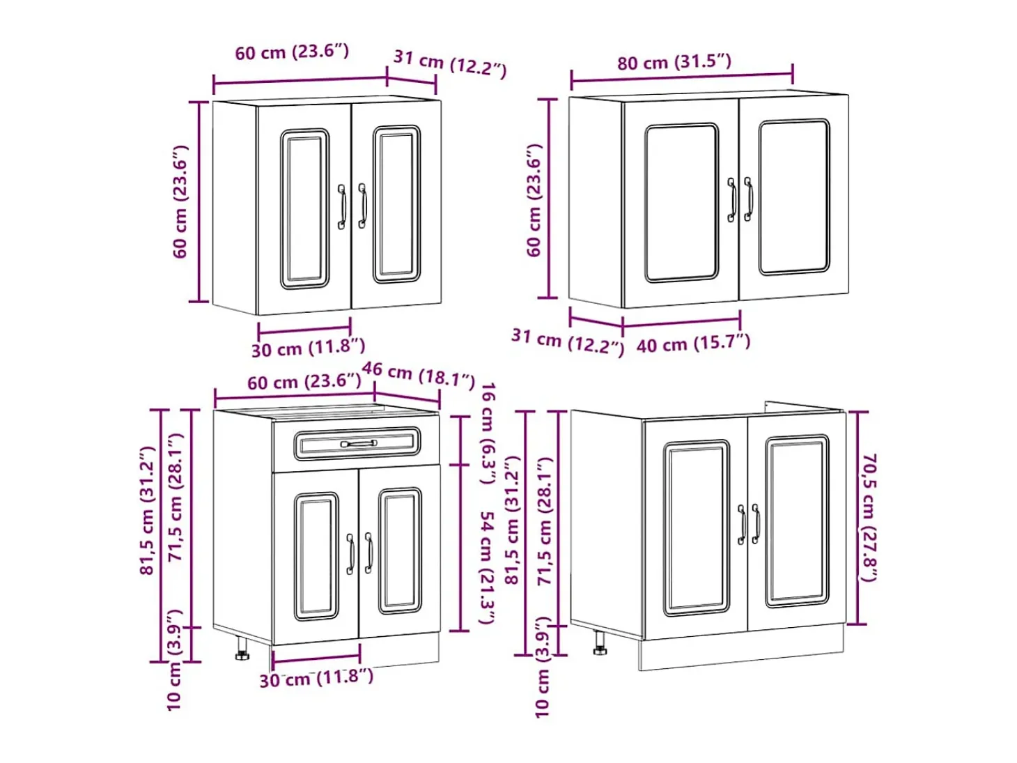 Mueble cocina Kalmar blanco de alto brillo 4 pzas