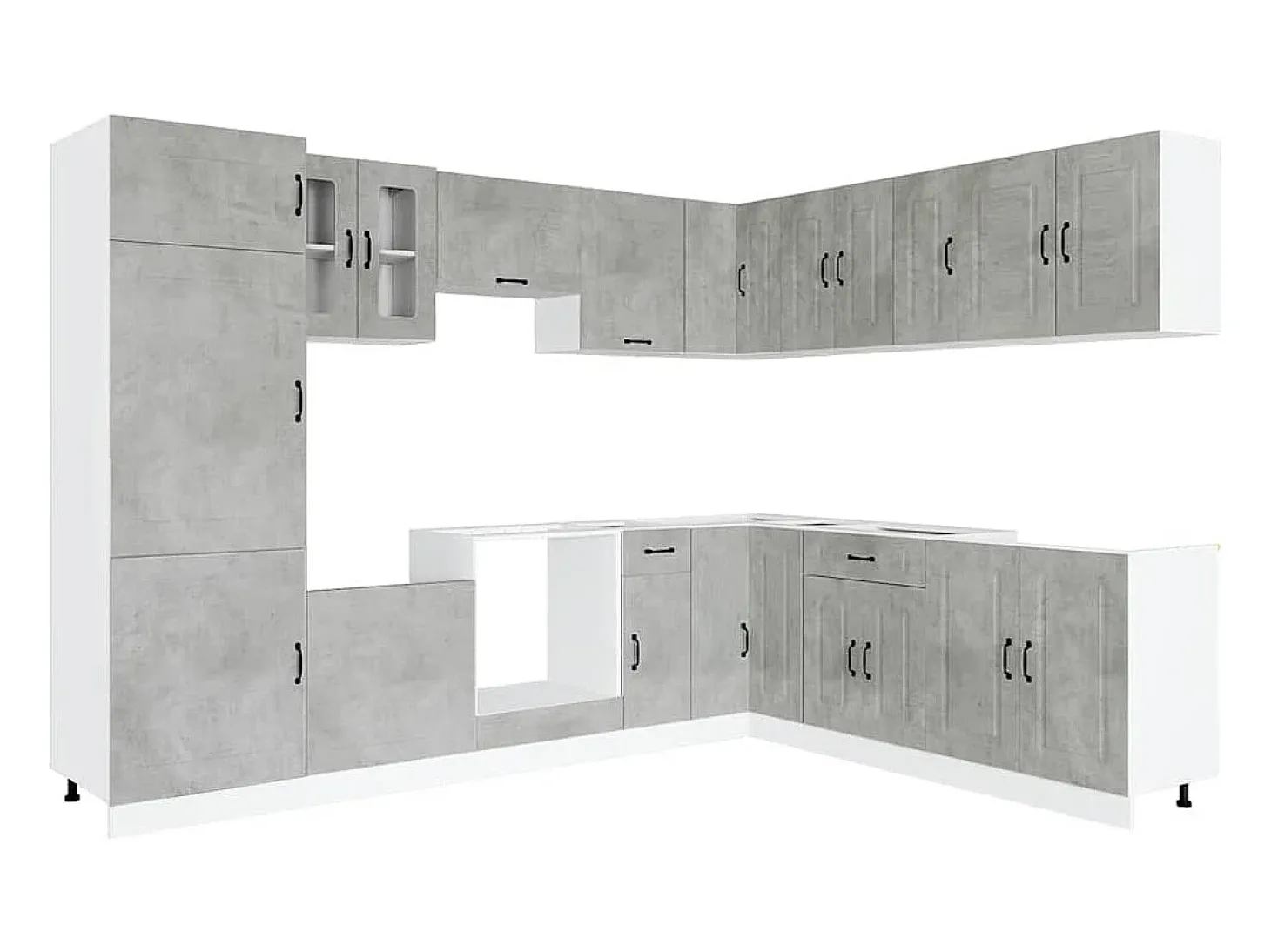 Mueble cocina Kalmar gris hormigón 14 pzas madera contrachapada