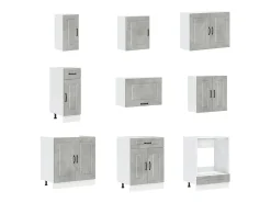 Mueble cocina Kalmar gris hormigón 14 pzas madera contrachapada