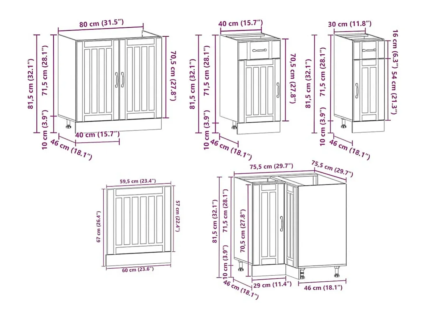 Mueble cocina Kalmar madera vieja 11 pzas madera contrachapada