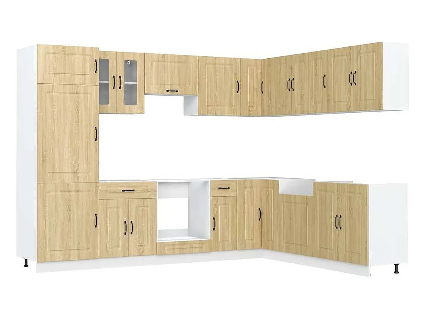 Mueble cocina Kalmar roble sonoma 14 pzas madera contrachapada