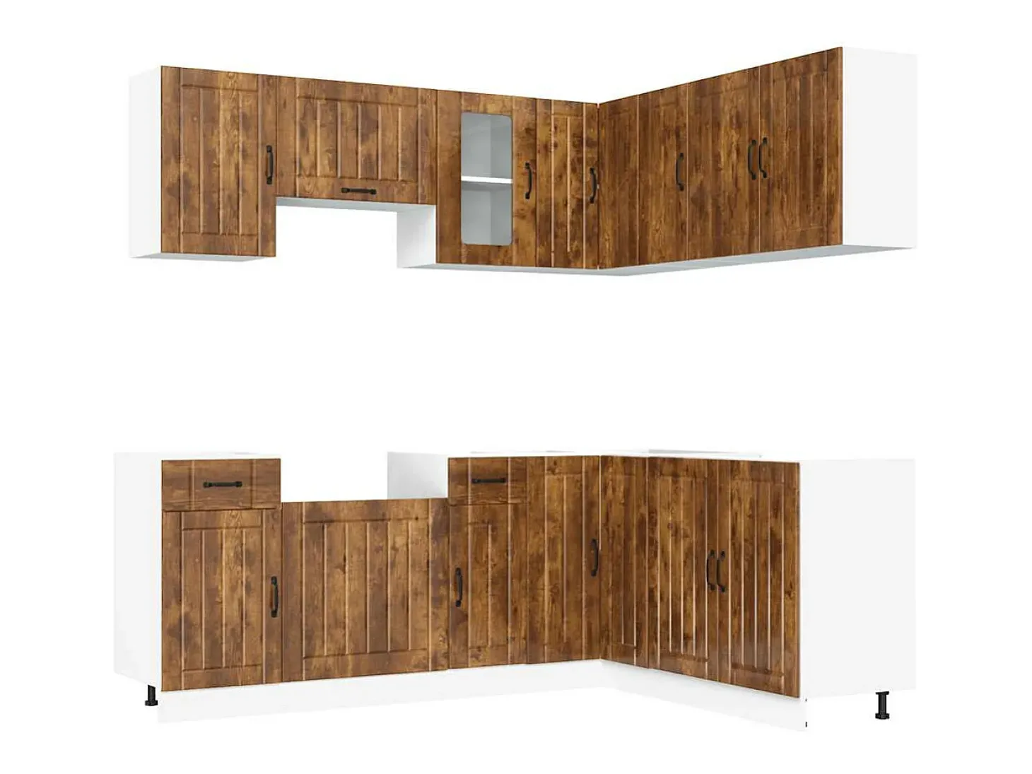 Mueble cocina Kalmar roble ahumado 11 pzas madera contrachapada