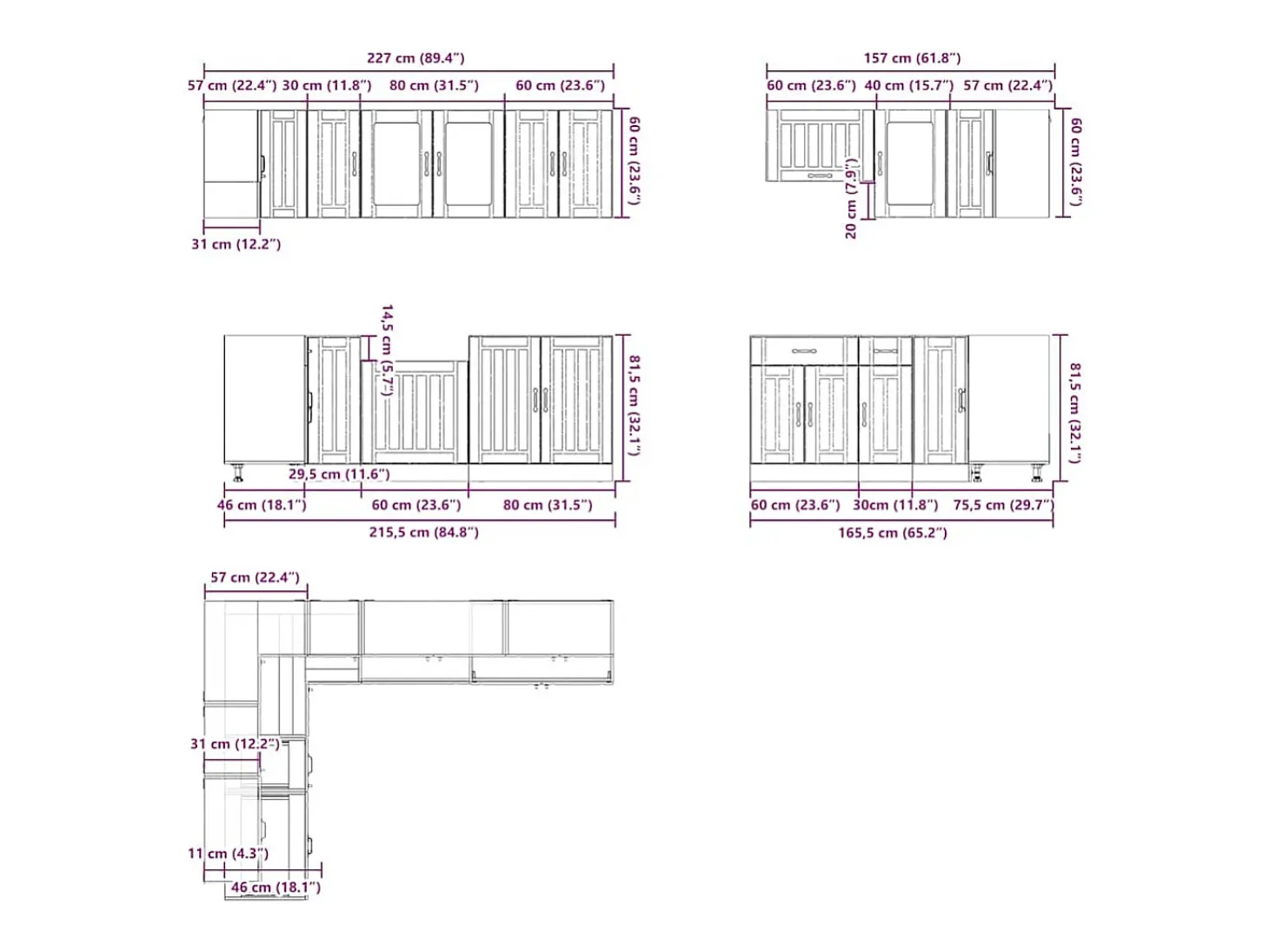 Mueble cocina Lucca gris hormigón 11 pzas madera contrachapada