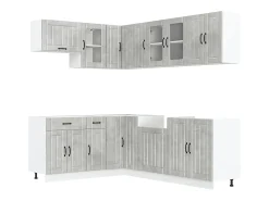 Mueble cocina Lucca gris hormigón 11 pzas madera contrachapada